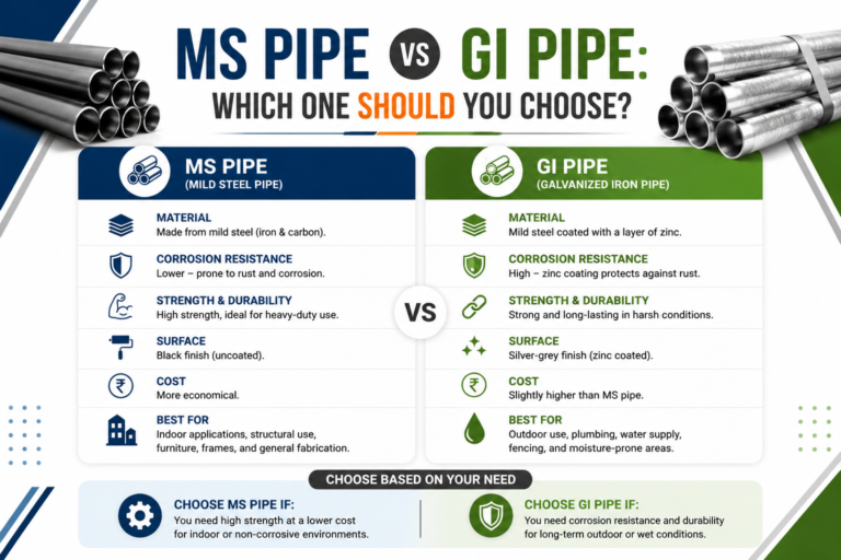 MS Pipe vs GI Pipe: Which One Should You Choose?