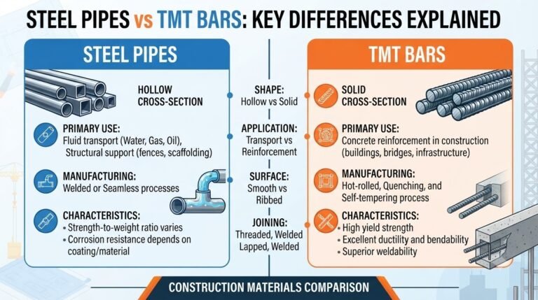 Steel Pipes vs TMT Bars: Key Differences Explained